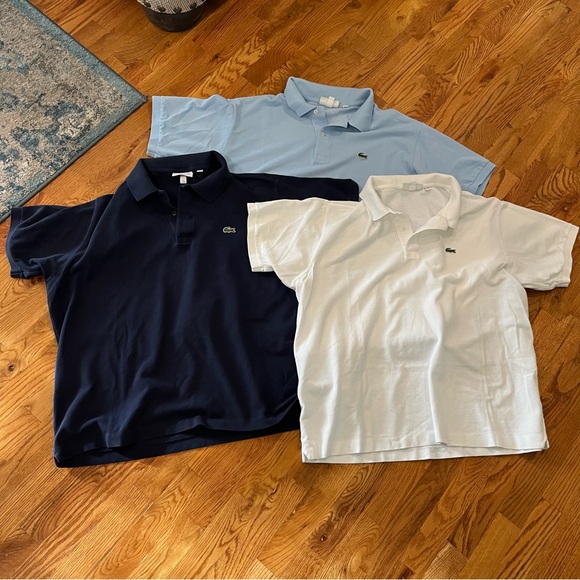 Lacoste Classic Fit Polos Size 3XL, 3 Shirts included, Navy, White, and Blue - Picture 1 of 5